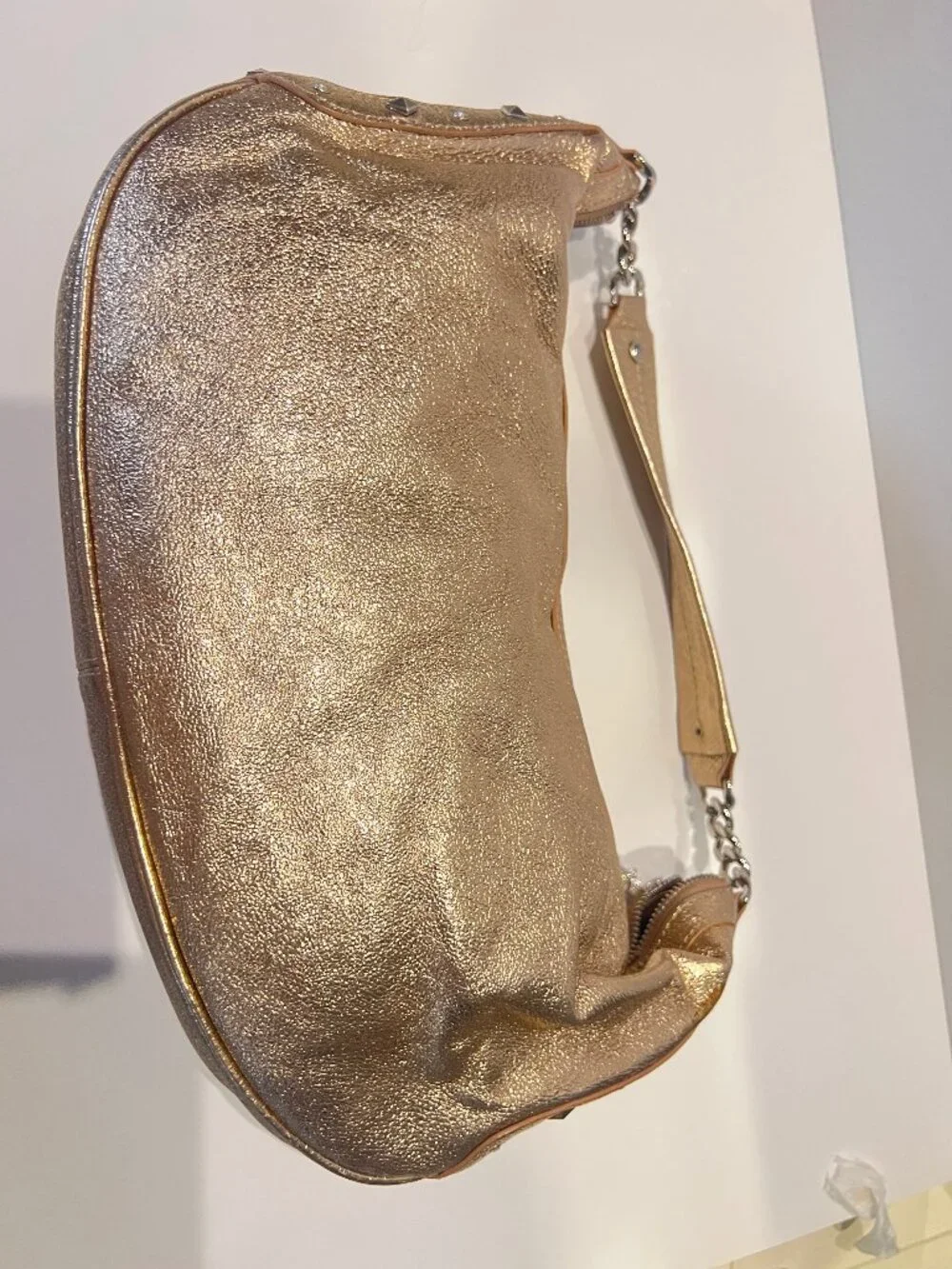 Juicy Couture Metallic Rose gold Leather Small Hobo Bag-Y2K-